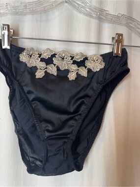 Vintage Felina Briefs with Cream Floral Appliqué